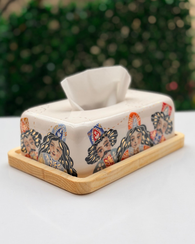 جای دستمال کاغذی دستساز طرح قجری