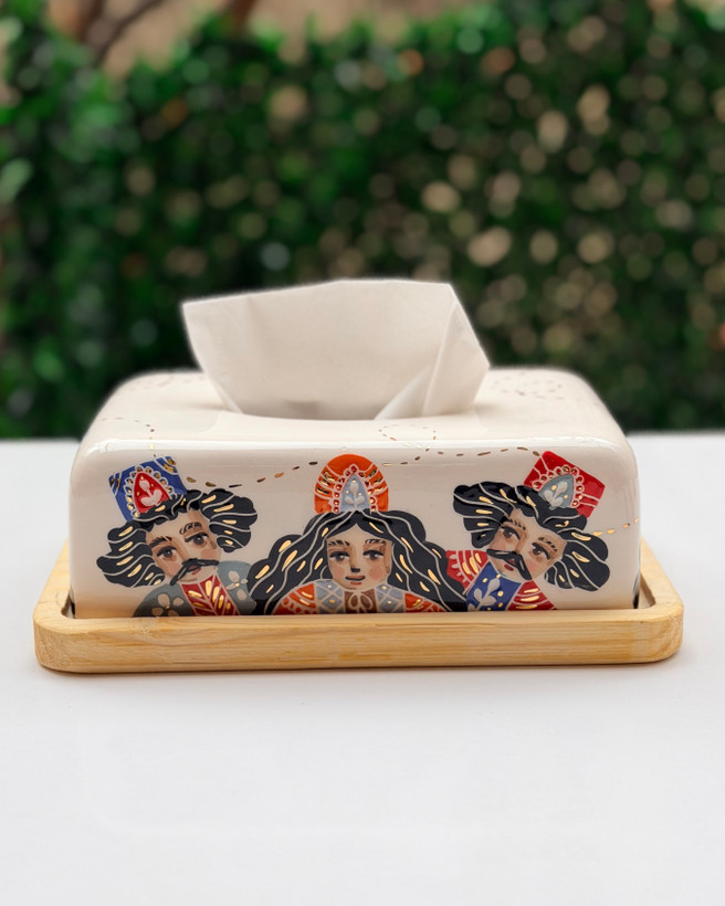 جای دستمال کاغذی دستساز طرح قجری