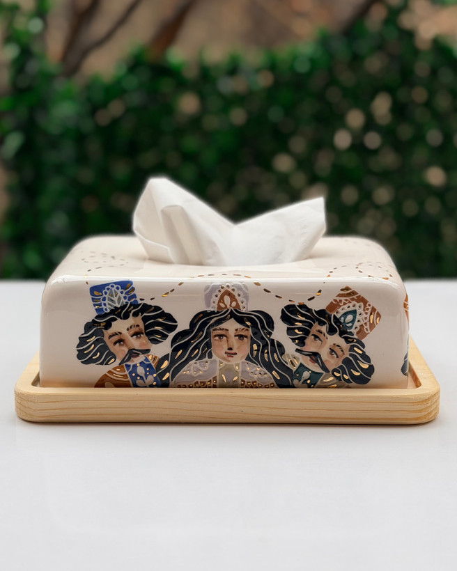 جای دستمال کاغذی دستساز طرح قجری