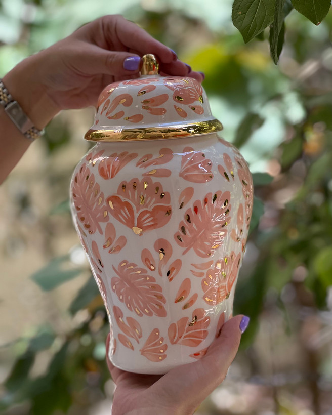 جینجر جار طرح بوته نارنجی گلبهی