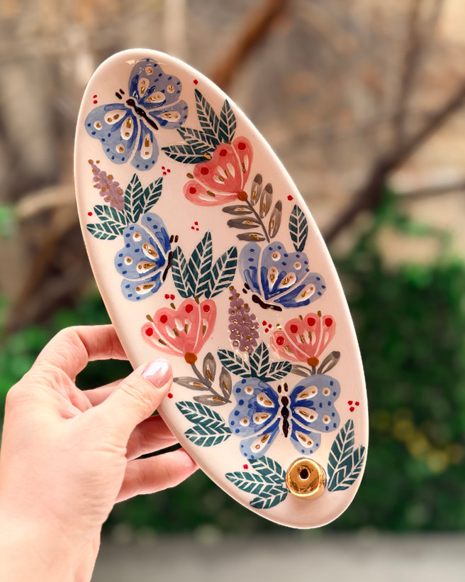 جاعودی طرح گل و پروانه آبی