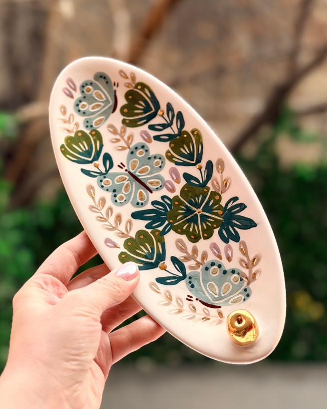 جاعودی طرح گل و پروانه سبز