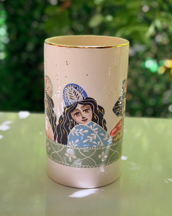 گلدان استوانه طرح قجری