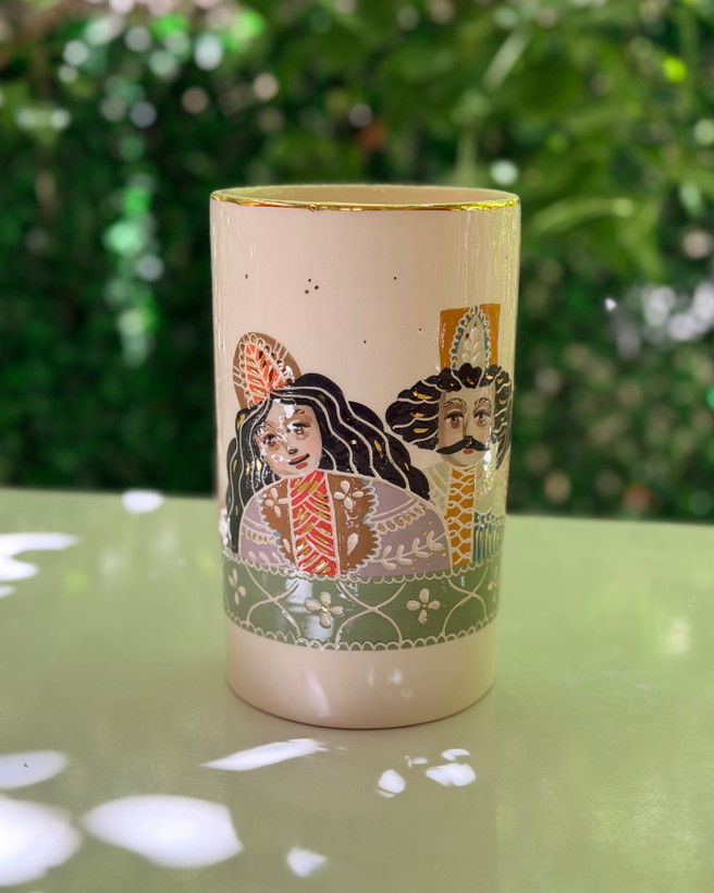 گلدان استوانه طرح قجری
