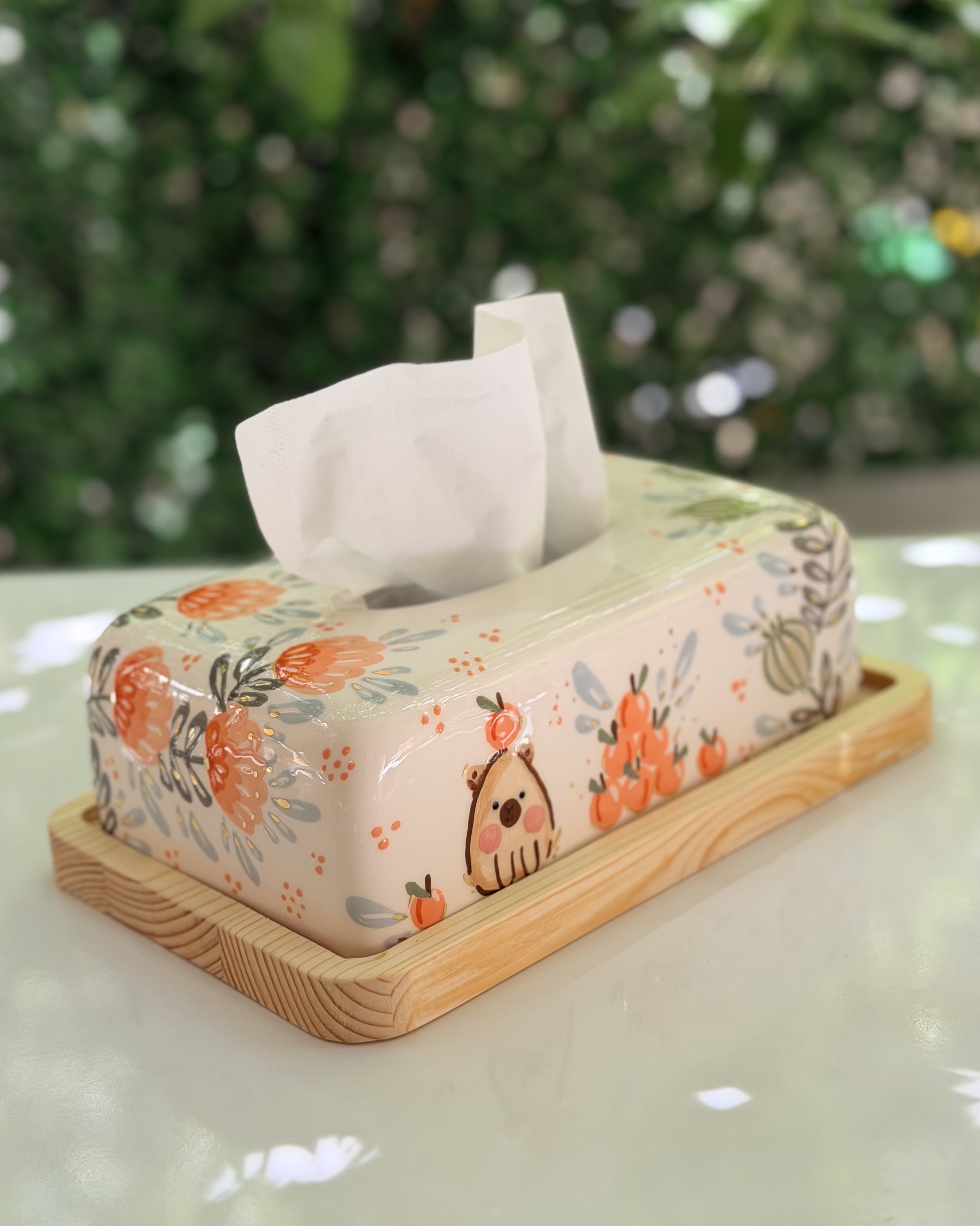 جای دستمال کاغذی طرح خرس و پرتقال